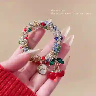 丹琴 闪亮樱桃彩色简约两用扎精致 弹力绳 头绳 女款