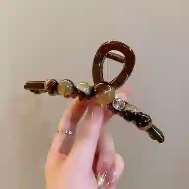 丹琴 美拉德气质轻奢抓夹高级感发卡发量大后脑勺盘发鲨鱼夹大号发饰 亚克力 发夹 女款