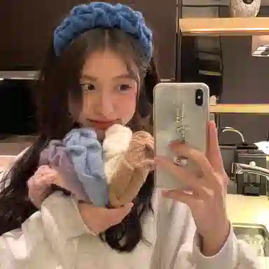 丹琴 甜美克莱因蓝高颅顶褶皱宽边头箍百搭洗脸专用发捆头饰 毛线 发箍 女款