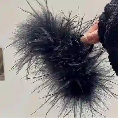 丹琴 超仙鸵鸟毛毛抓夹大号后脑勺新款盘发鲨鱼高级夹子发卡头饰 羽毛 发夹 女款