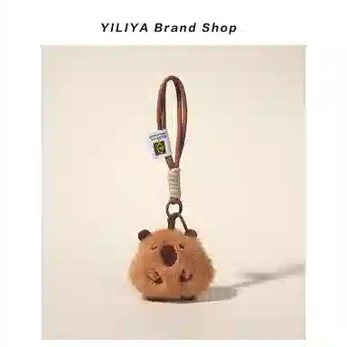 丹琴 可爱佛系水豚 萌趣卡通玩偶书包背包挂饰公仔钥匙扣#好运 毛绒 挂件 男女同款情侣款