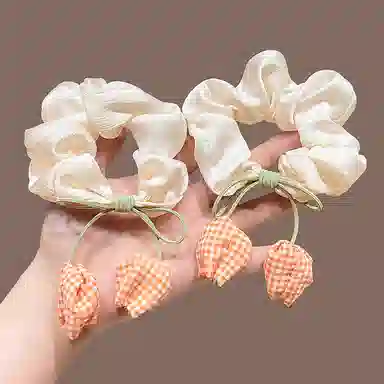 丹琴 甜美少女郁金香发绳女森系玫瑰花苞大肠头绳马尾扎头发发饰 布艺 发圈 女款