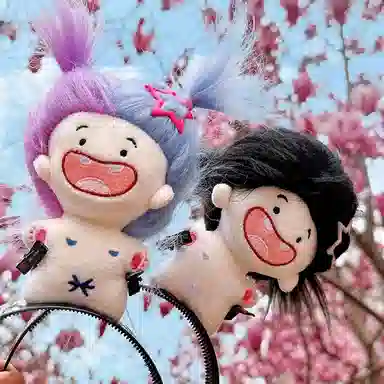 丹琴 发疯娃娃搞怪头箍卡通毛绒公仔缺牙巴棉花娃娃薅头发洗脸 亚克力 发箍 女款