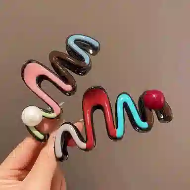 丹琴 红蓝撞色韩系抓夹大号百搭优雅鲨鱼夹发卡后脑勺高级感夹子发饰 亚克力 发夹 女款