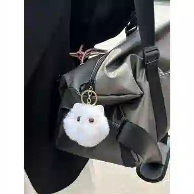 丹琴 害羞腮红猫猫球书包背包钥匙扣包包公仔小黑猫 毛绒 挂件 男女同款情侣款