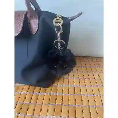 丹琴 害羞腮红猫猫球书包背包钥匙扣包包公仔小黑猫 毛绒 挂件 男女同款情侣款