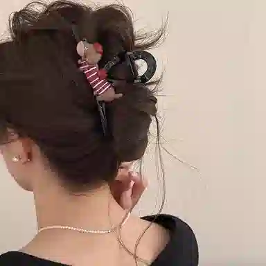 丹琴 可爱腊肠小狗卡通盘发后脑勺发量多 亚克力 发夹 女款