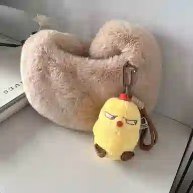 丹琴 搞怪斜眼小黄鸡公仔 丑萌书包背包挂饰玩偶娃娃 毛绒 挂件 男女同款情侣款
