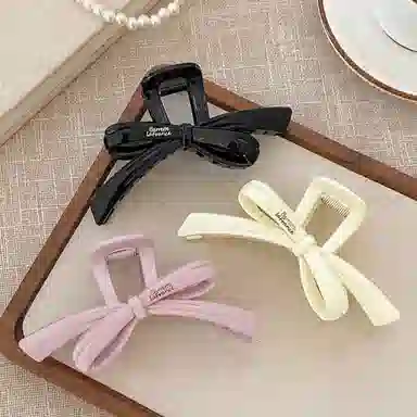 丹琴 甜美蝴蝶结 气质飘带高级感盘发抓夹 鲨鱼夹气质后脑勺发卡子头饰#好运 亚克力 发夹 女款