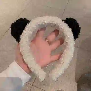 丹琴 可爱黑白熊猫 减龄高端洗脸卡通头箍萌物宽边发卡超萌绒绒发饰 毛绒 发箍 男女同款情侣款