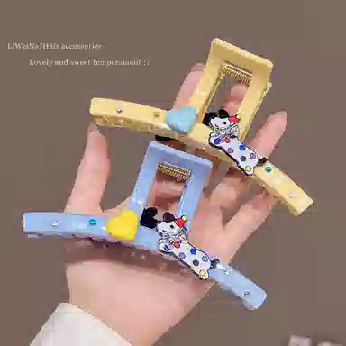 丹琴 可爱卡通彩钻小狗 甜美个性抓夹高级感后脑勺盘发鲨鱼夹子发卡头饰夏季 亚克力 发夹 女款