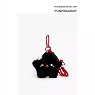 丹琴 卡通可爱吱吱叫纯黑小星星书包背包挂饰 毛绒 挂件 男女同款情侣款