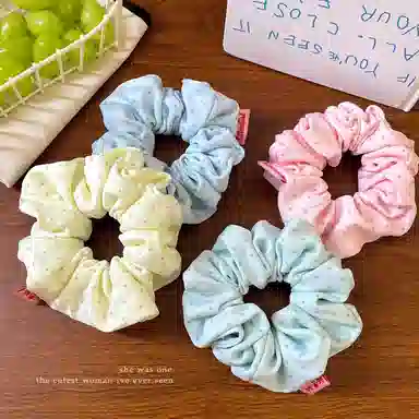 丹琴 奶油甜星！韩系甜美星星大肠圈发绳软糯针织波点头绳丸子头侧低马尾皮筋发饰品 布 发圈 女款