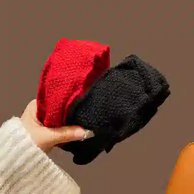 丹琴 秋冬甜美显脸小红色头箍 毛线高颅顶褶皱压发卡宽边头饰#好运 针织 发箍 女款