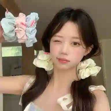 丹琴 奶油甜星！韩系甜美星星大肠圈发绳软糯针织波点头绳丸子头侧低马尾皮筋发饰品 布 发圈 女款