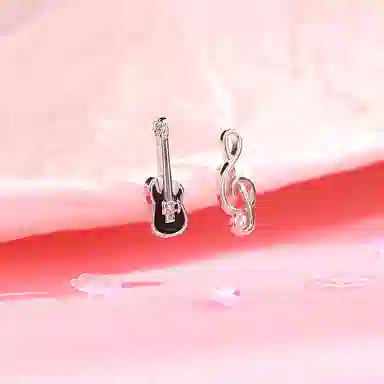 丹琴 艺术生吉他音符耳饰 甜酷不对称冷淡系小众设计百搭简约 创意可爱 合金 耳钉 女款