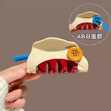 丹琴 可爱设计感纽扣半扎发高端后脑勺 树脂 发夹 女款