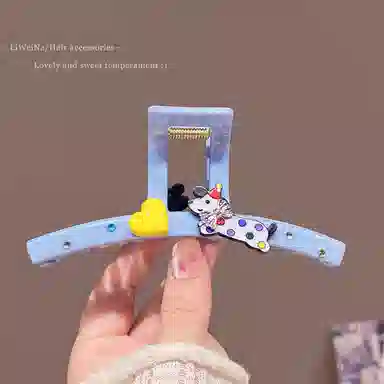 丹琴 可爱卡通彩钻小狗 甜美个性抓夹高级感后脑勺盘发鲨鱼夹子发卡头饰夏季 亚克力 发夹 女款