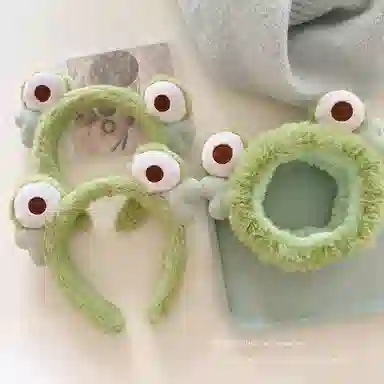 丹琴 可爱小青蛙大眼睛 卡通个性秋冬柔软洗脸头箍束发捆压发头饰 毛绒 发带 男女同款情侣款