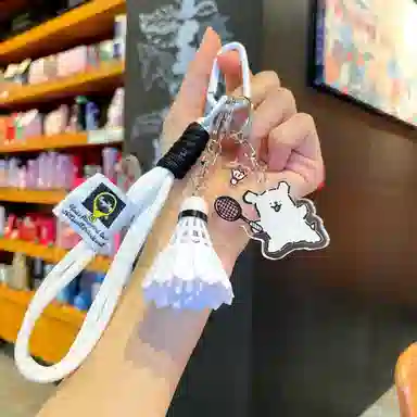 丹琴 卡通小狗爱打羽毛球趣味系列钥匙扣可爱仿真书包挂饰 亚克力/挂绳 挂件 男女同款情侣款