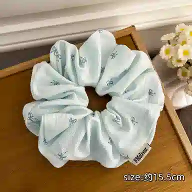 丹琴 奶油海盐蓝 灯芯绒蝴蝶结甜美百搭大肠圈发绳大号丸子头发饰#好运 布艺 发圈/头绳 女款