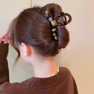 丹琴 美拉德气质轻奢抓夹高级感发卡发量大后脑勺盘发鲨鱼夹大号发饰 亚克力 发夹 女款