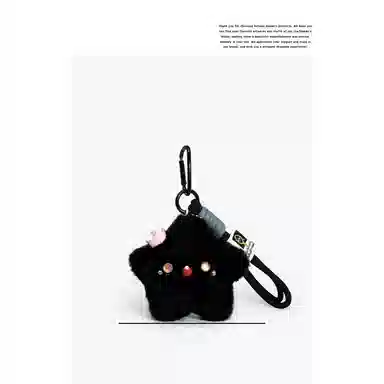 丹琴 卡通可爱吱吱叫纯黑小星星书包背包挂饰 毛绒 挂件 男女同款情侣款