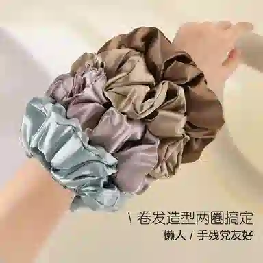 丹琴 丝绸枕头睡觉 缎面自然卷发神器大肠丸子头盘扎头发饰 布艺 发圈 女款