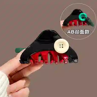 丹琴 可爱设计感纽扣半扎发高端后脑勺 树脂 发夹 女款