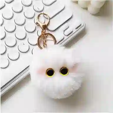 丹琴 害羞腮红猫猫球书包背包钥匙扣包包公仔小黑猫 毛绒 挂件 男女同款情侣款