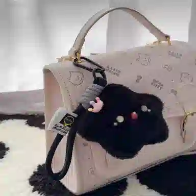 丹琴 卡通可爱吱吱叫纯黑小星星书包背包挂饰 毛绒 挂件 男女同款情侣款