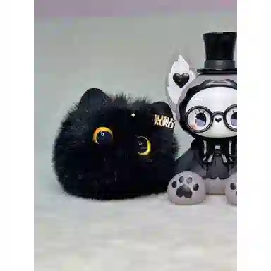 丹琴 害羞腮红猫猫球书包背包钥匙扣包包公仔小黑猫 毛绒 挂件 男女同款情侣款