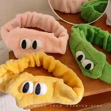 丹琴 可爱大眼睛束发 洗脸敷面膜洗漱专用卡通冬季 聚酯纤维 发带 女款