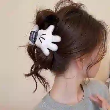 丹琴 可爱立体手掌趣味创意搞怪抓夹卡通高端后脑勺半扎发鲨鱼夹 亚克力/布艺 发夹 女款
