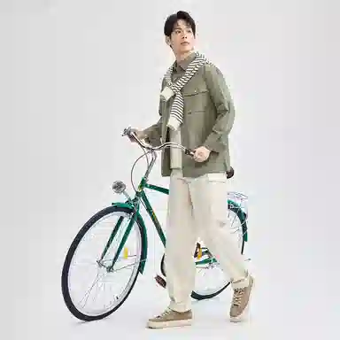 佐丹奴 纯棉梭织工装口袋休闲长袖衬衫 男女同款