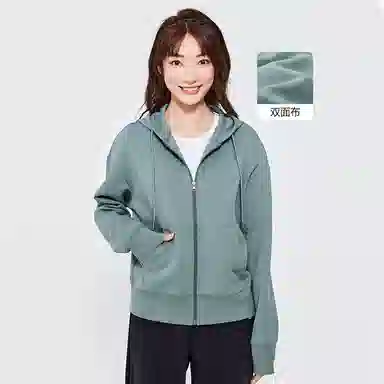 佐丹奴 双面空气层袋鼠兜宽松连帽卫衣 女款