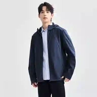 佐丹奴 加绒保暖破骨连帽针织夹克外套 男款