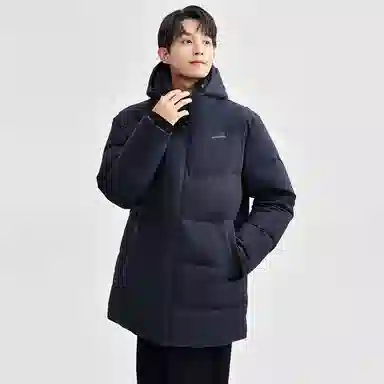 佐丹奴 连帽舒适中长款梭织羽绒服 男款