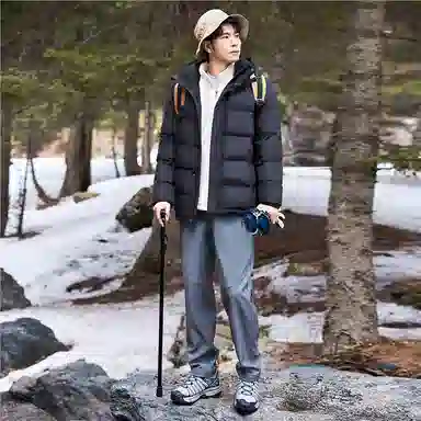 佐丹奴 鸭绒可脱卸帽梭织羽绒服 男款