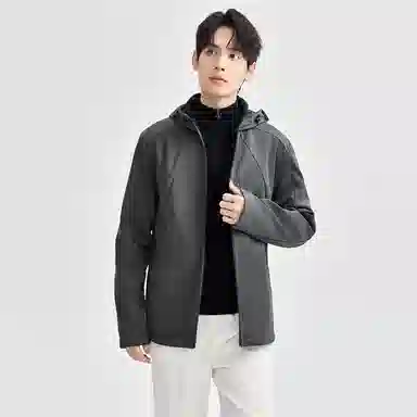 佐丹奴 加绒保暖破骨连帽针织夹克外套 男款