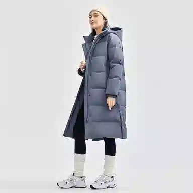 佐丹奴 纯色可卸帽侧开叉梭织长款控温蓄热羽绒服 女款