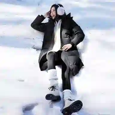 佐丹奴 纯色可卸帽侧开叉梭织长款控温蓄热羽绒服 女款