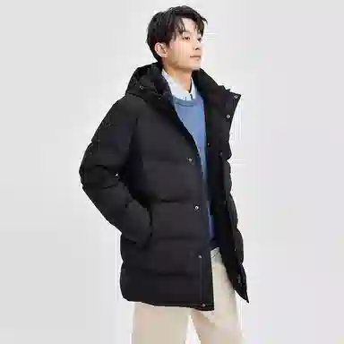 佐丹奴 连帽舒适中长款梭织羽绒服 男款