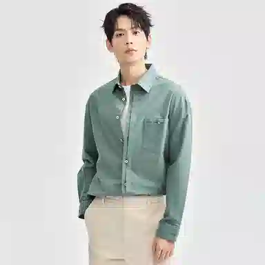 佐丹奴 纯色牛津纺商务纽扣口袋梭织长袖衬衫 男款