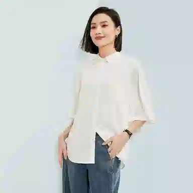 佐丹奴 纯色休闲梭织五分袖衬衫 女款