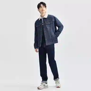 佐丹奴 拼接摇粒绒翻领夹棉牛仔外套 男款