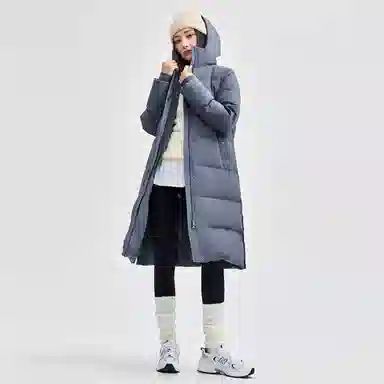 佐丹奴 纯色可卸帽侧开叉梭织长款控温蓄热羽绒服 女款