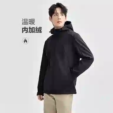 佐丹奴 加绒保暖破骨连帽针织夹克外套 男款