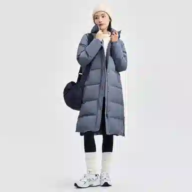 佐丹奴 纯色可卸帽侧开叉梭织长款控温蓄热羽绒服 女款