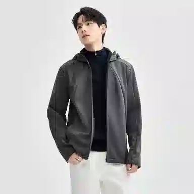 佐丹奴 加绒保暖破骨连帽针织夹克外套 男款